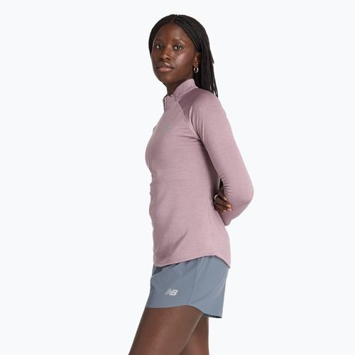 Moteriški bėgimo marškinėliai ilgomis rankovėmis New Balance Athletics Heat Grid 1/2 Zip ice wine heather