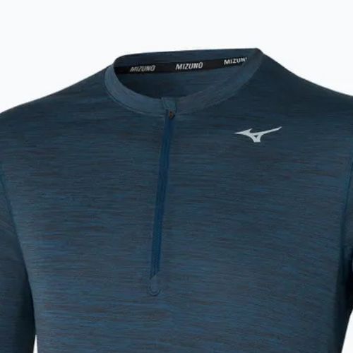Vyriški bėgimo marškinėliai ilgomis rankovėmis Mizuno Impulse Core Half Zip blue wing teal