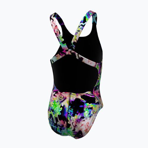 Vaikiškas vientisas plaukimo kostiumas Nike Hydrastrong Multi Print Fastback rainbow