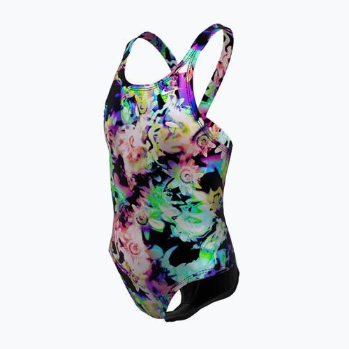 Vaikiškas vientisas plaukimo kostiumas Nike Hydrastrong Multi Print Fastback rainbow