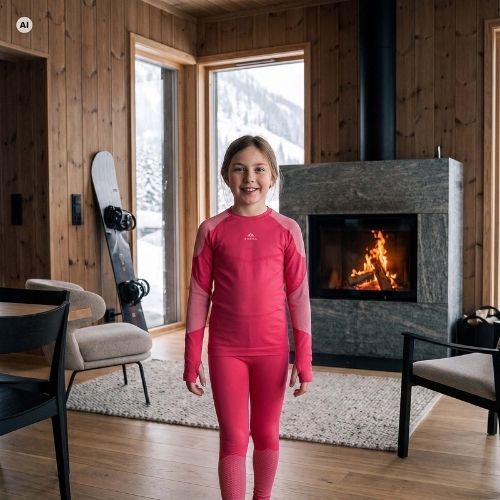 Vaikiškų termoaktyvių apatinių komplektas KADVA Frosty Jrg Set be siūlių rožinis