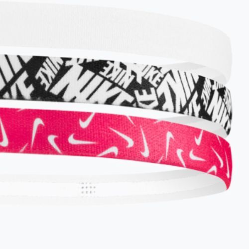 Galvos juosta Nike Printed Headbands 3 vnt. white/aster pink/black