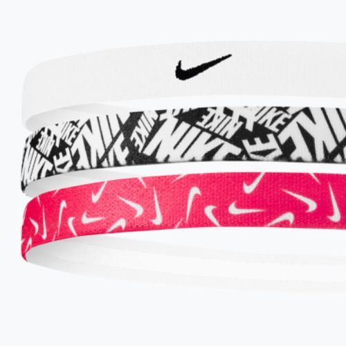 Galvos juosta Nike Printed Headbands 3 vnt. white/aster pink/black