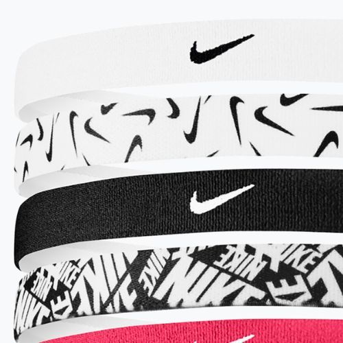Galvos juosta Nike Headbands Printed 6 vnt. white/aster pink/black