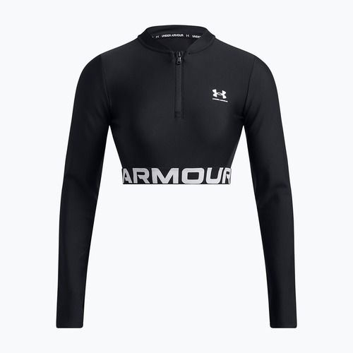 Moteriška Under Armour Heat Gear Rib 1/4 Zip treniruočių viršutinė dalis black/black/white