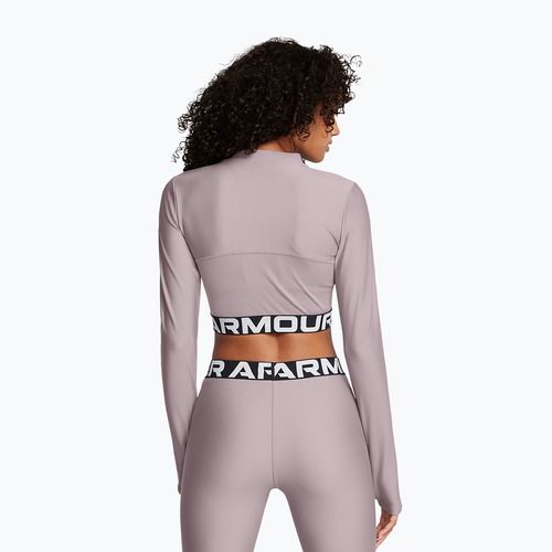 Moteriška Under Armour Heat Gear Rib 1/4 Zip tetra pilka/balta treniruočių viršutinė dalis