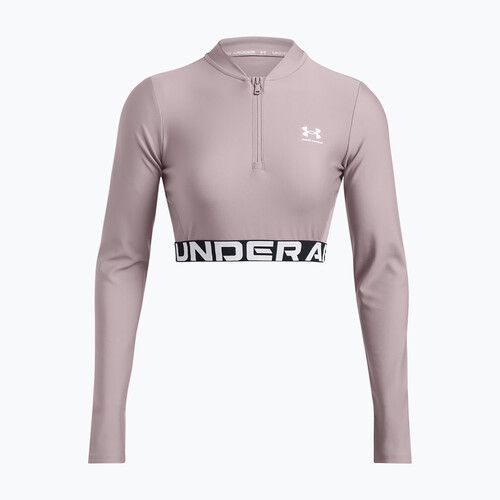 Moteriška Under Armour Heat Gear Rib 1/4 Zip tetra pilka/balta treniruočių viršutinė dalis