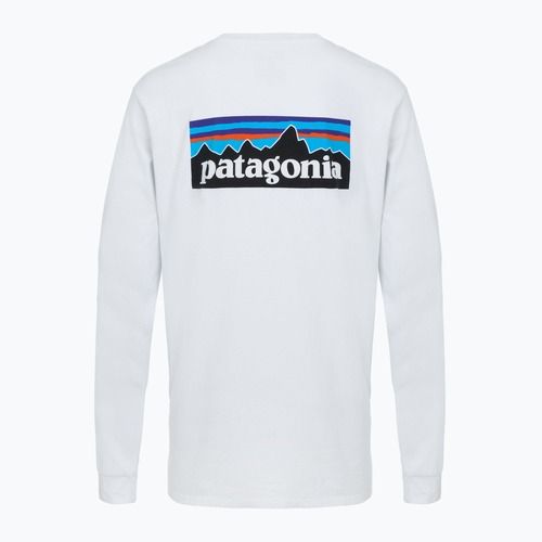 Vyriški marškinėliai ilgomis rankovėmis Patagonia P-6 Logo Responsibili white