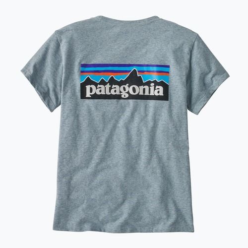 Moteriški Patagonia P-6 Logo Responsibili-Tee terminiai mėlyni marškinėliai