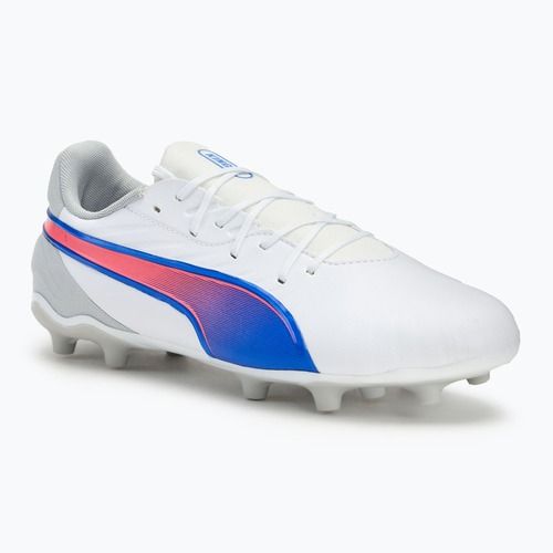 Vaikiški futbolo batai PUMA King Match FG/AG Jr puma white/bluemazing/flat light grey/sunset glow