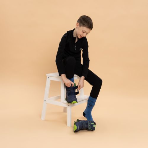 Vaikiški žieminiai batai KADVA Snowey Mid WaterProof tamsiai mėlyna/žalia