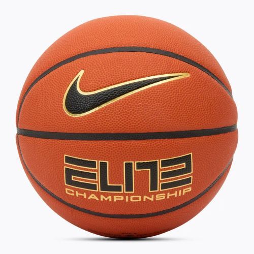 Krepšinio kamuolys Nike Elite Championship 8P 2.0 Deflated amber court/black/metallic gold/black dydis 6