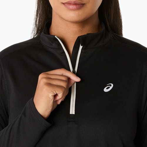 Moteriški bėgimo marškinėliai ilgomis rankovėmis ASICS Icon 1/2 Zip LS Top performance black