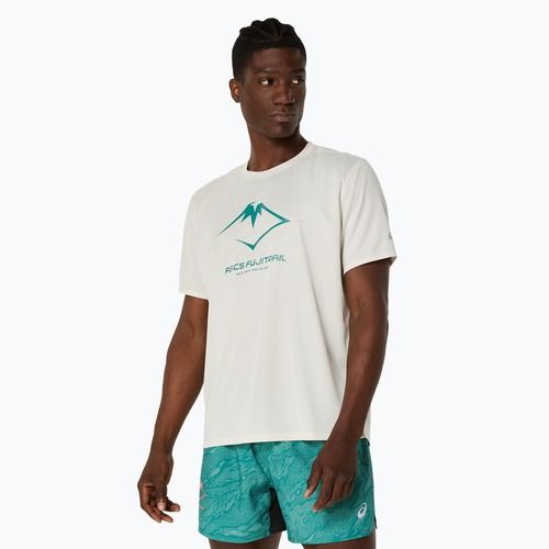 Vyriški bėgimo marškinėliai ASICS Fujitrail Logo birch/white sage/rainy lake