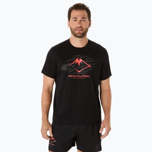 Vyriški bėgimo marškinėliai ASICS Fujitrail Logo performance black/carbon/coral reef