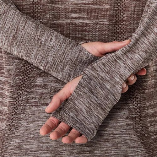 Moteriški bėgimo marškinėliai ilgomis rankovėmis ASICS Seamless taupe grey/coffee