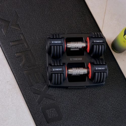 Reguliuojamų hantelių rinkinys TREXO 2 x 5,75 kg juodas