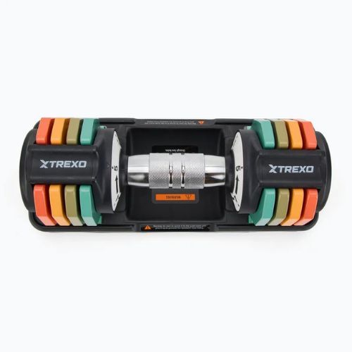 Reguliuojamų hantelių rinkinys TREXO 2 x 5 kg multicolor
