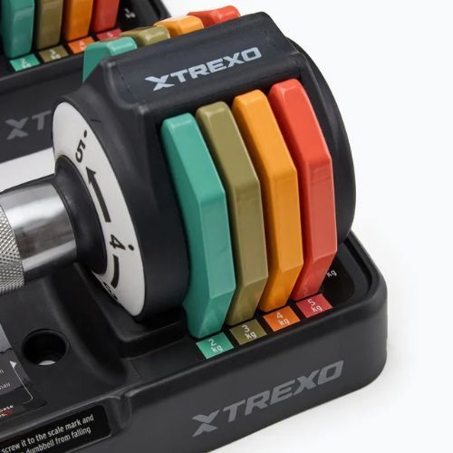 Reguliuojamų hantelių rinkinys TREXO 2 x 5 kg multicolor