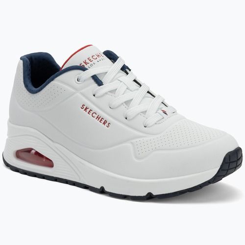 Moteriški batai SKECHERS Uno Stand On Air white durabuck/navy/red trim/mesh