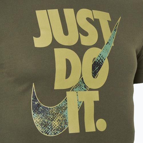 Vyriški Nike Dri-FIT SS vidutinio dydžio alyvuogių spalvos treniruočių marškinėliai