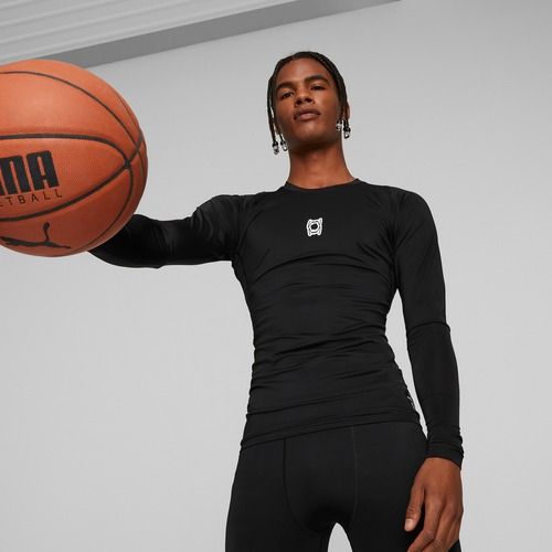 Vyriški krepšinio marškinėliai ilgomis rankovėmis PUMA Hoops Team Top Baselayer puma black