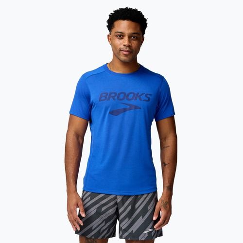 Vyriški bėgimo marškinėliai Brooks Distance 3.0 neo blue/brooks logo