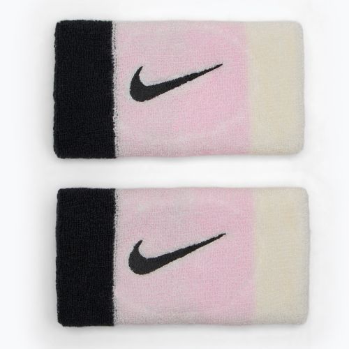 Riešų juostos Nike Swoosh Doublewide Wristbands 2 vnt. pink foam/coconut milk/black