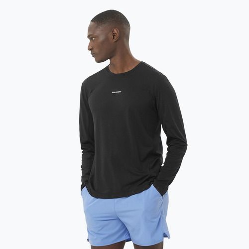 Vyriški bėgimo marškinėliai ilgomis rankovėmis Salomon SHAKEout Core deep black