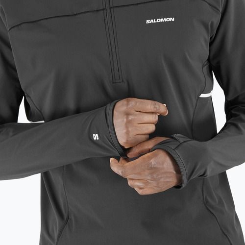 Vyriškas bėgimo džemperis Salomon Sense Aero Hybrid Half Zip Hooded deep black
