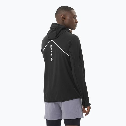 Vyriškas bėgimo džemperis Salomon Sense Aero Hybrid Half Zip Hooded deep black