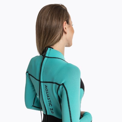 Moteriškas plaukimo hidrokostiumas AQUASTIC Wavey LG WMNS 2 mm juodas/mėtinis