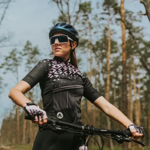 Moteriški dviračių marškinėliai ATTABO Tevi WMNS juodi/rožiniai