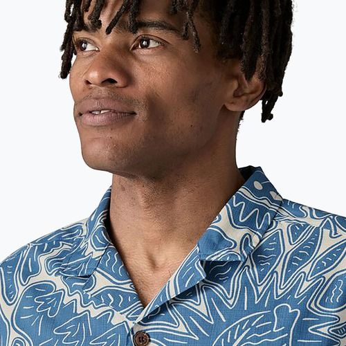 Vyriški Patagonia Tidal Threads Camp marškinėliai bees and lowers/still blue