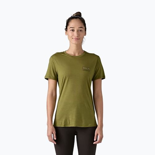 Moteriški marškinėliai Patagonia Cap Cool Merino Blend Graphic Shirt fitz roy strata: rinsed green