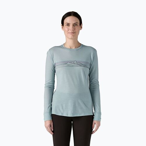 Moteriški marškinėliai ilgomis rankovėmis Patagonia Cap Cool Merino Blend Graphic strata stripe: thermal blue