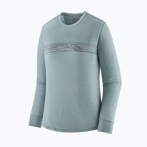 Moteriški marškinėliai ilgomis rankovėmis Patagonia Cap Cool Merino Blend Graphic strata stripe: thermal blue