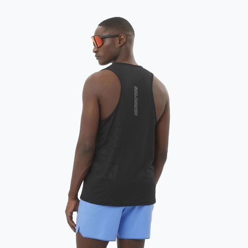 Vyriškas bėgimo tank topas Salomon Sense Aero Singlet GFX deep black