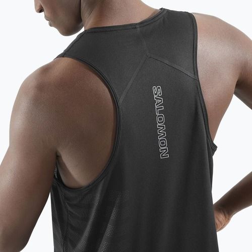 Vyriškas bėgimo tank topas Salomon Sense Aero Singlet GFX deep black