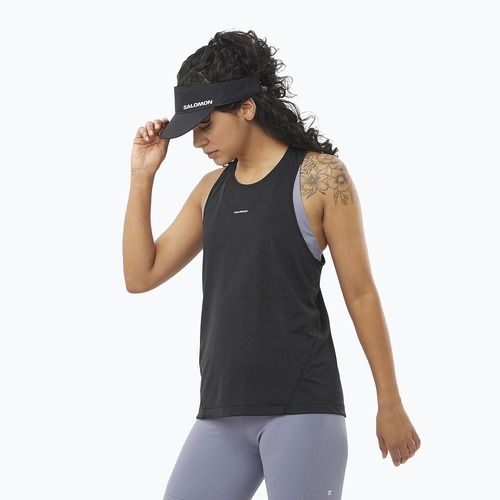 Moteriškas bėgimo tank topas Salomon SHAKEout Core Tank deep black