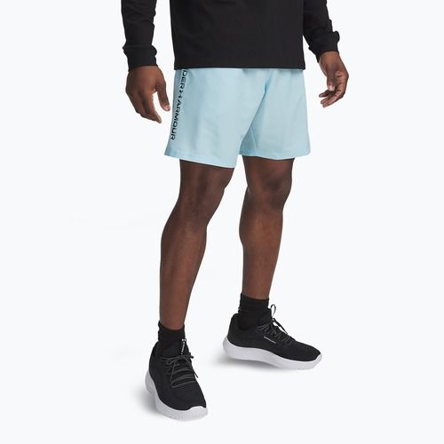 Vyriški treniruočių šortai Under Armour Woven Wordmark stream/black