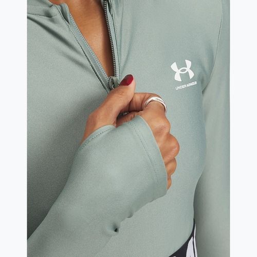 Moteriškas treniruočių topas Under Armour Heat Gear Rib 1/4 Zip silica green/silica green/white