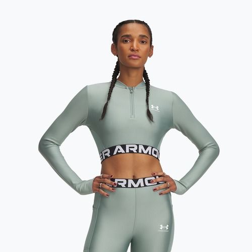 Moteriškas treniruočių topas Under Armour Heat Gear Rib 1/4 Zip silica green/silica green/white