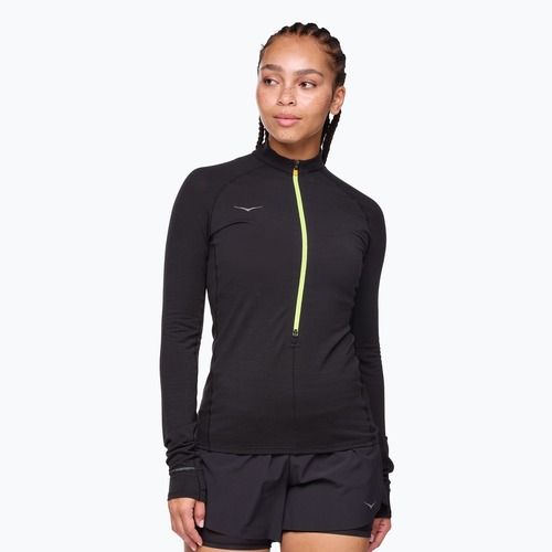 Moteriški bėgimo marškinėliai HOKA BaseZip Long Sleeve black