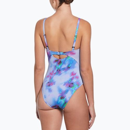 Moteriškas vientisas plaukimo kostiumas Nike Floral Blur V-Neck hydrangeas