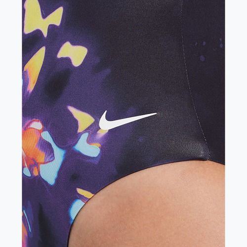 Moteriškas vientisas plaukimo kostiumas Nike Floral Blur V-Neck black