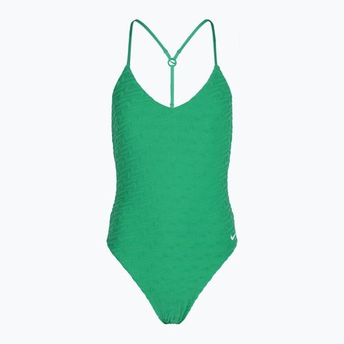 Moteriškas vientisas plaukimo kostiumas Nike Swoosh Link Y-Back stadium green