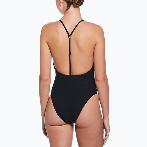 Moteriškas vientisas plaukimo kostiumas Nike Swoosh Link Y-Back black