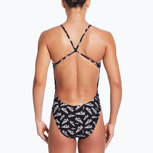 Vientisas moteriškas plaukimo kostiumas Nike Hydrastrong Cutout jet black