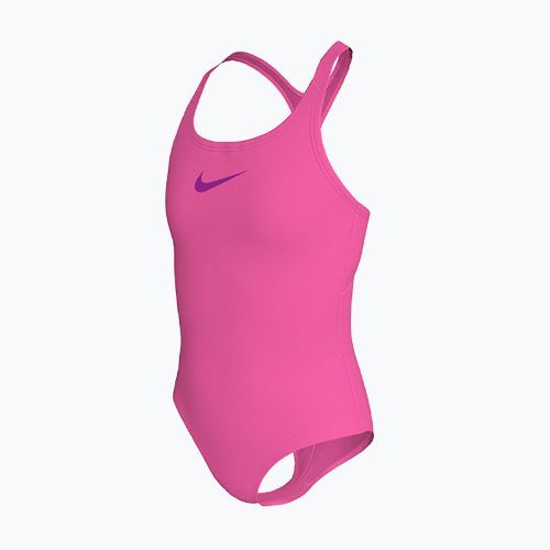 Vaikiškas vientisas plaukimo kostiumas Nike Essential Racerback hyber pink